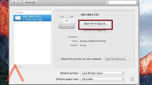 click on Open Print Queue