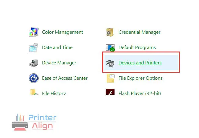 Select ‘Devices and Printers’
