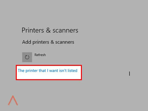 click on the option ‘The printer that I want isn’t listed’