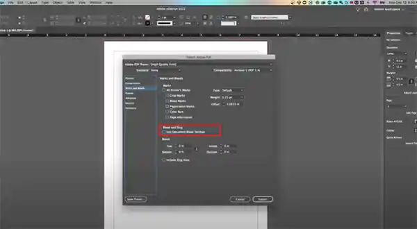 use document bleed setting