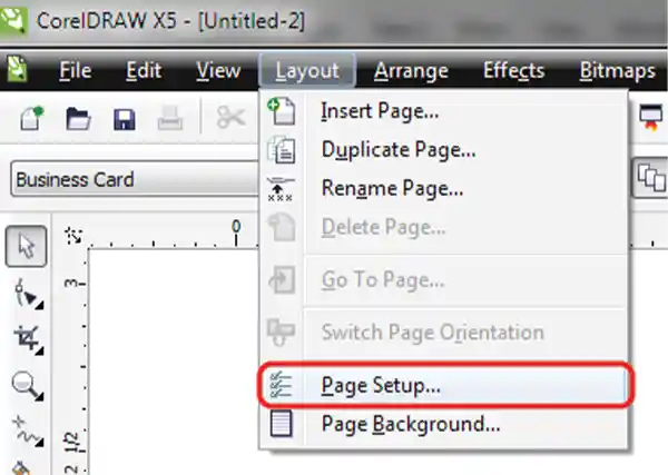 go to page setup