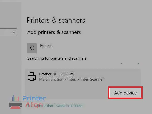 click on your Brother Printer and then press ‘Add Device’