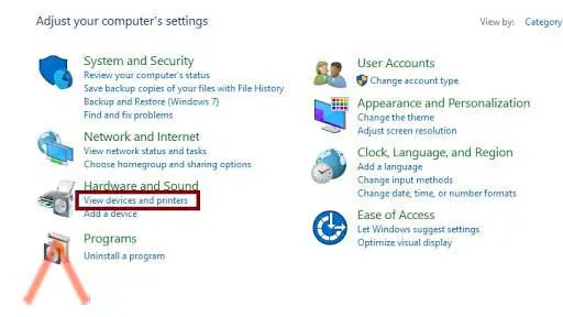 click on ‘View Devices and Printers’