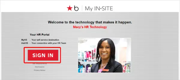 Visit Macys Employee Login site  Click on Sign In